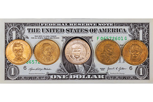 President dollar coins, one dollar