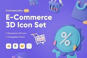 Commercially E-Commerce 3D Icons Set