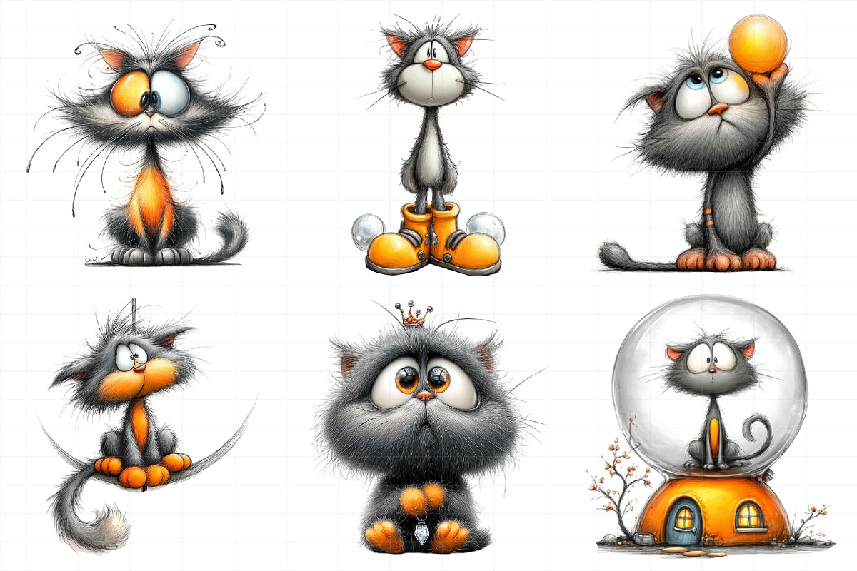 Whimsical Cat Clipart, an Illustration by Daily.Designs (Photo 3 of 5)