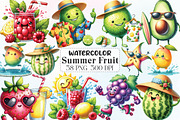 Watercolor Summer Fruit Clipart, an Illustration by CraftArtStudio (Thumbnail 1 of 6)