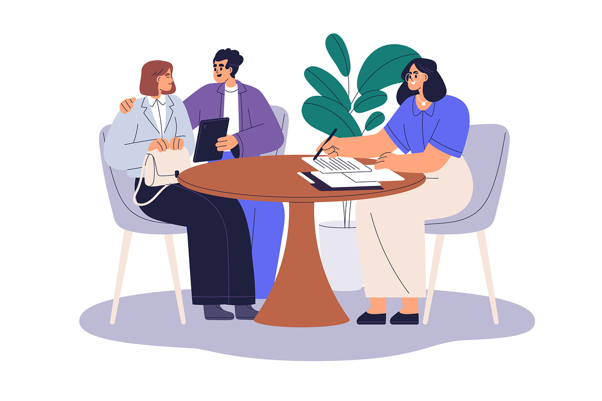 Clients use finance services in bank, a Finance Illustration by Good Studio (Photo 6 of 12)