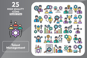 25 Talent Line Filled Icons, an Icon by Pexelpy