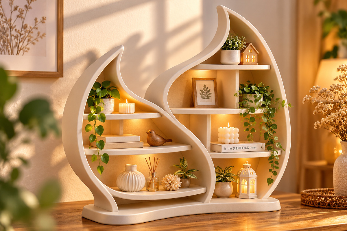 Modern Decorative Leaf Bookshelf STL, a Furniture 3D Model by Layerology (Photo 4 of 4)