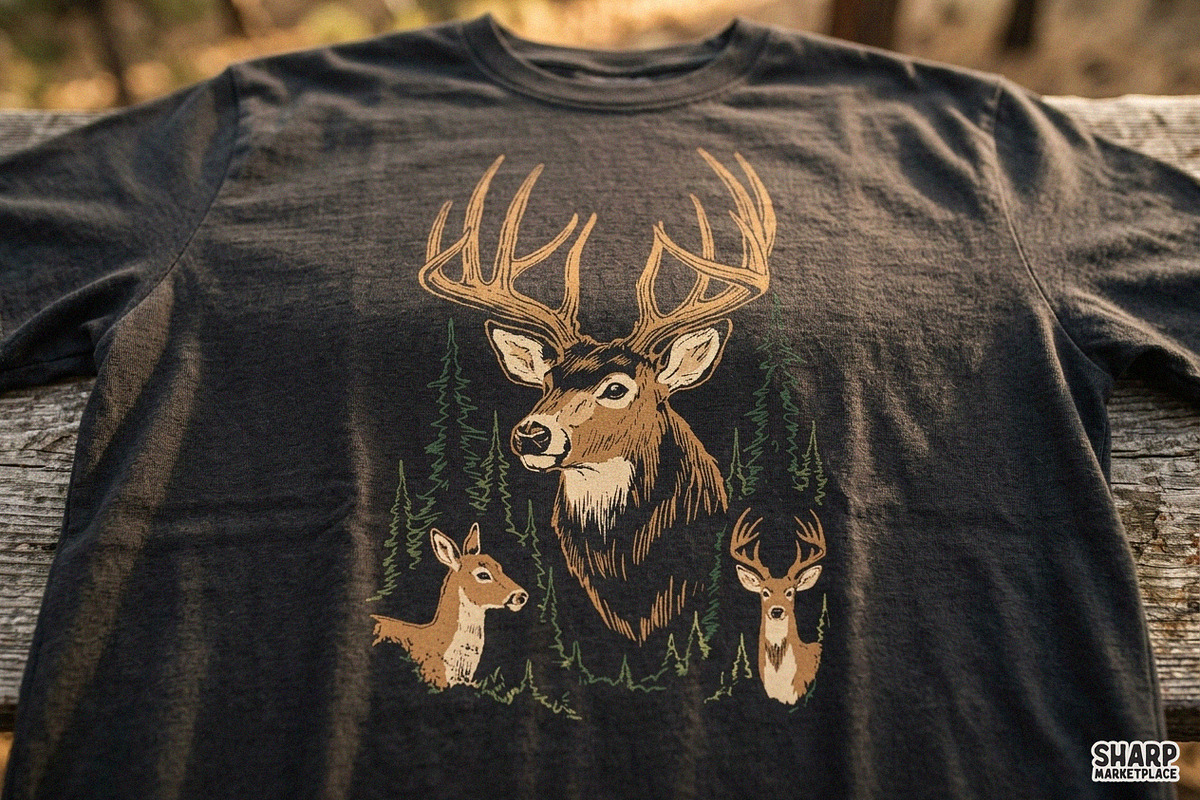 Rustic Buck And Deer In Dark Pine, an Object Graphic by SharpMarketplace (Photo 4 of 4)