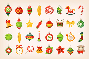 Set of Christmas tree decorations