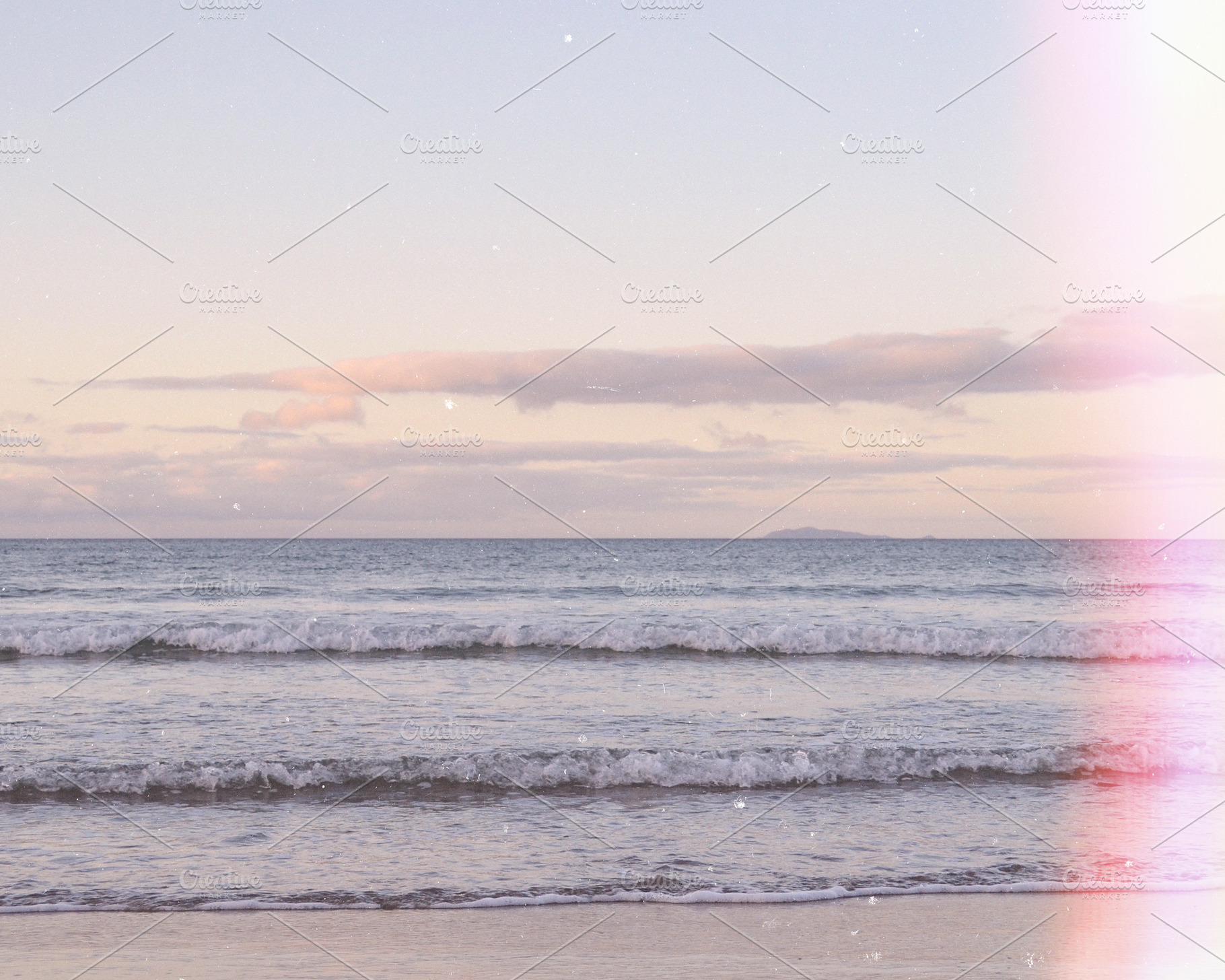 Pink Sunset Retro Beach Stock Photo, a Nature Photo by Dee Andreoli Photography