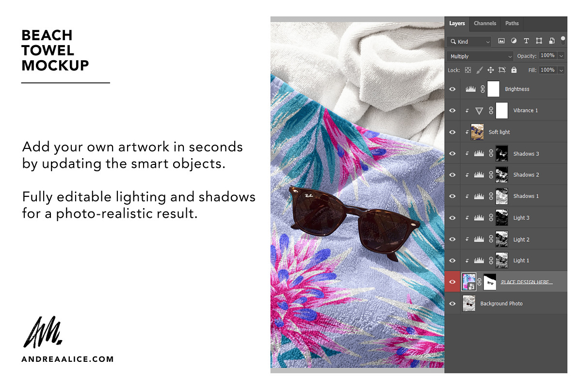 Beach Towel Mockup, a Household Mockup by Andrea Muller (Photo 4 of 7)