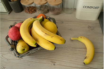 Basket with fresh fruits on table in, a Food & Drink Photo by oksix