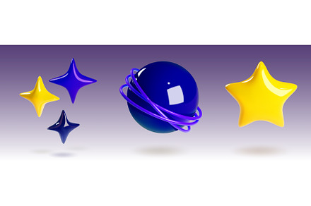 Space planet and star 3d cartoon, an Illustration by art PVP - market