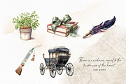 Jane Austen - Watercolor Clipart, an Object Illustration by The Handmade Muse (Thumbnail 5 of 6)