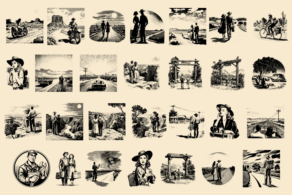USA Retro Road Trip illustrations, an Object Illustration by Nocturnal Wolf (Photo 7 of 19)