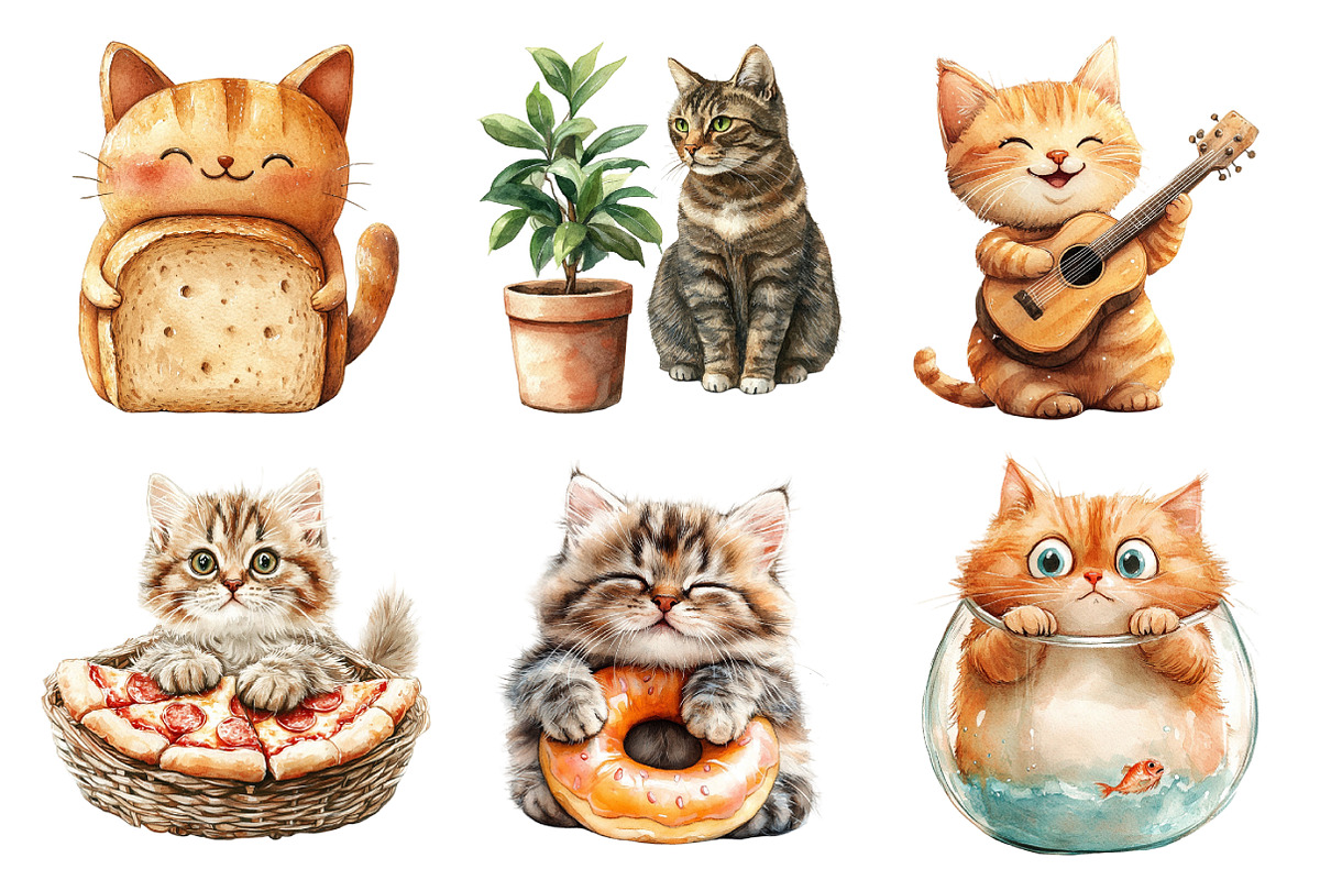Funny Cat Clipart, Quirky Cat Clipar, an Illustration by Daily.Designs (Photo 4 of 5)