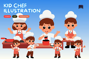 Kid Chef Illustration, an Object Graphic by Claymoon Lab