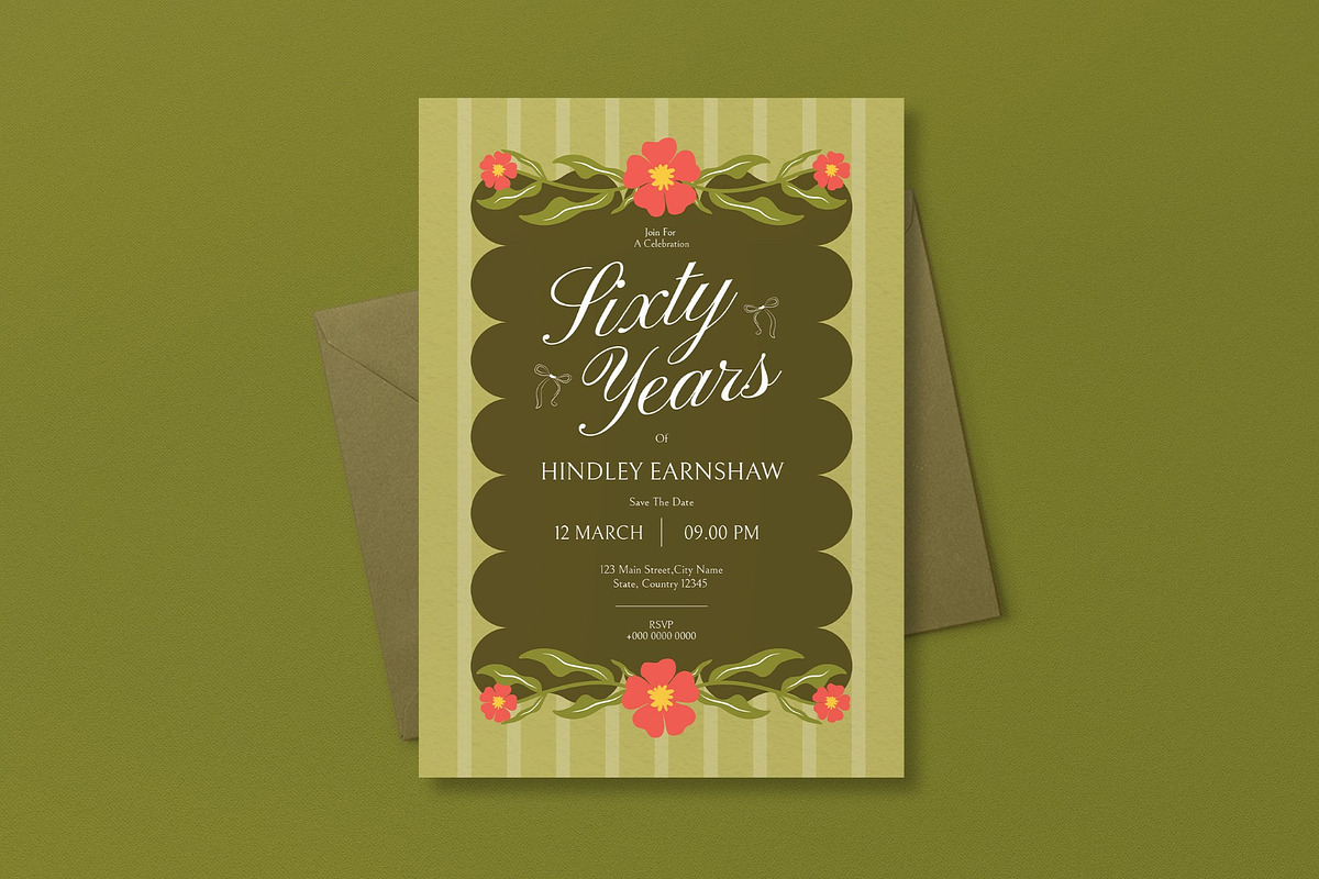Floral Birthday Invitation, an Invitation Template by graphicook (Photo 3 of 3)