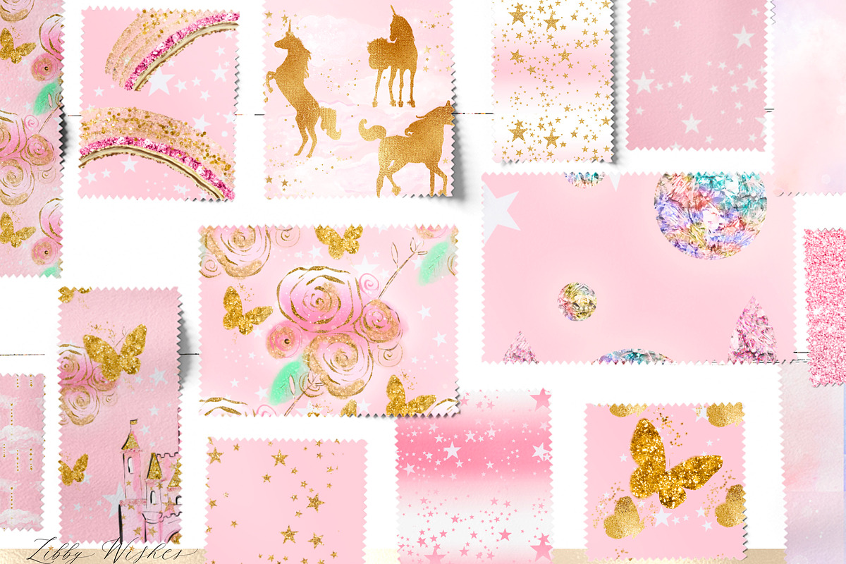 Unicorn patterns in Pink, a Pattern Graphic by Libby Wishes (Photo 6 of 10)