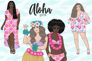 Aloha Girls | Summer Clipart, a Person Illustration by GlamArtZhanna