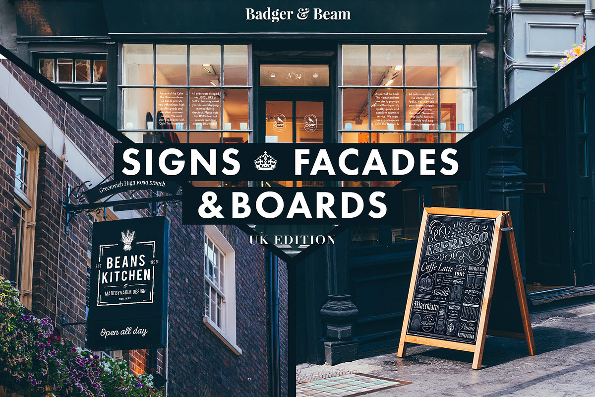 Signs & Facades Mockups (UK edition), a Product Mockup by Madebyvadim (Photo 1 of 5)