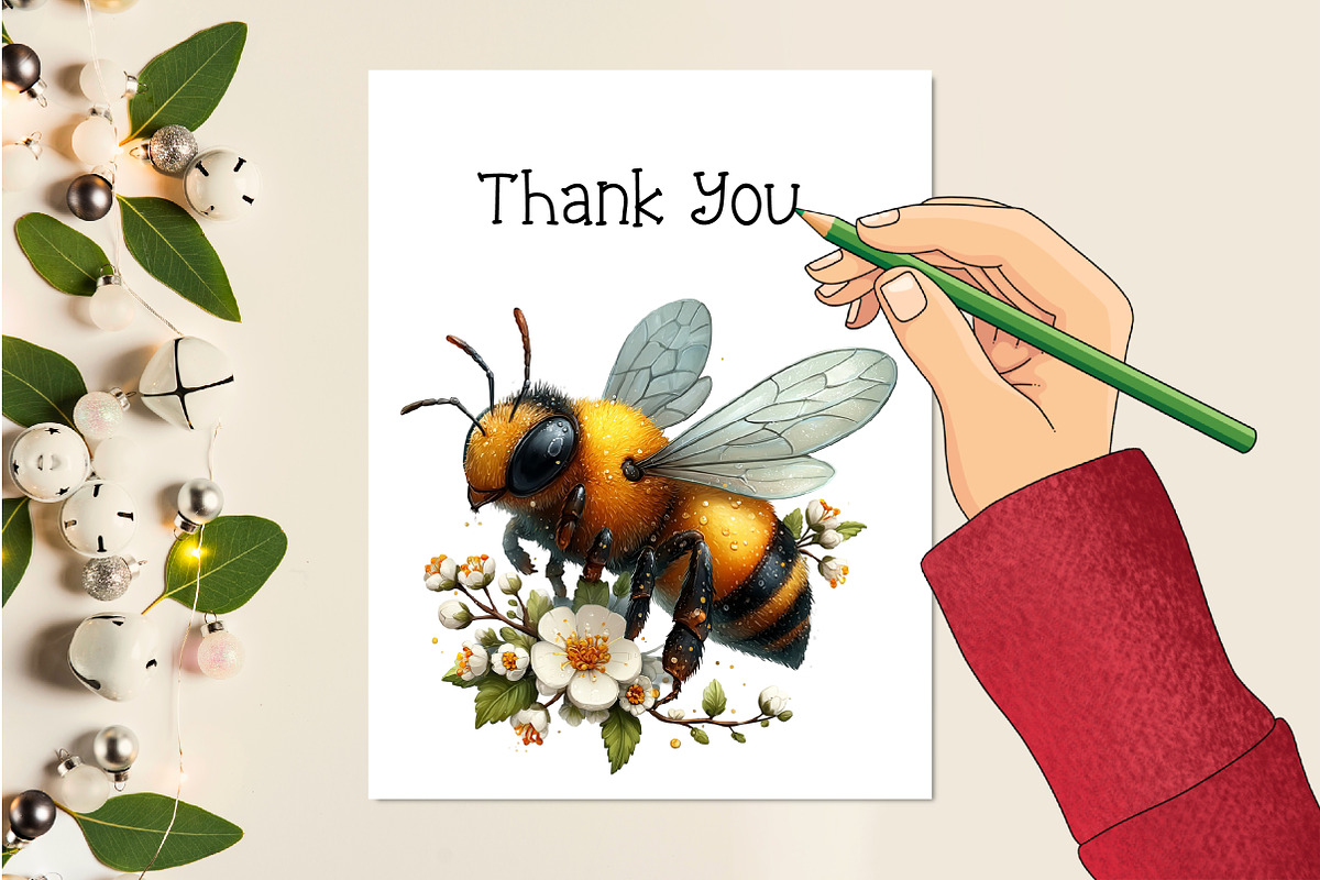 Whimsical Summer Honey Bees Clipart, an Animal Illustration by Creative Art (Photo 7 of 8)