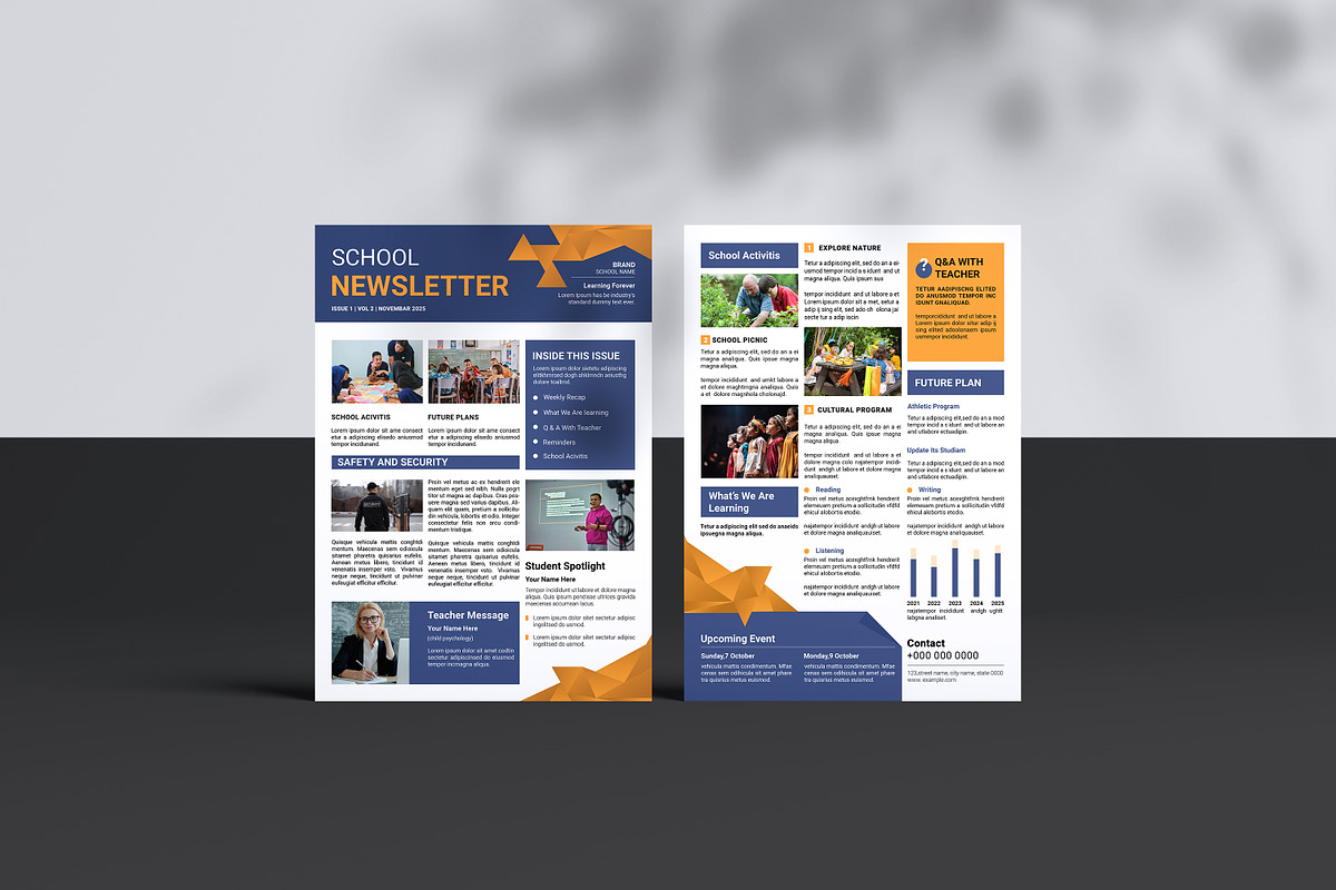 School Newsletter Template, a Flyer Template by crazyOWL (Photo 4 of 4)