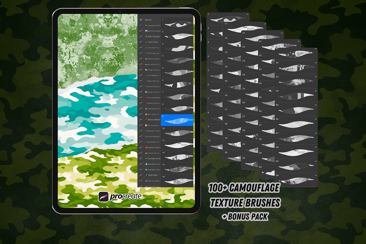 100 + Camouflage Texture Brushes ., a Brushes & More by Torus1 (Photo 2 of 6)