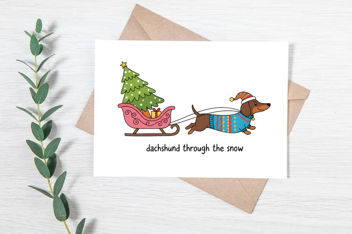 Christmas Dog Colorful Hand-Drawn, an Illustration by Canvas Craft (Photo 3 of 5)