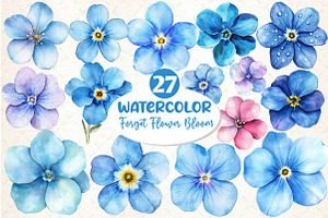 Forget Me Not Flower Bloom Clipart, an Illustration by Dream Creation