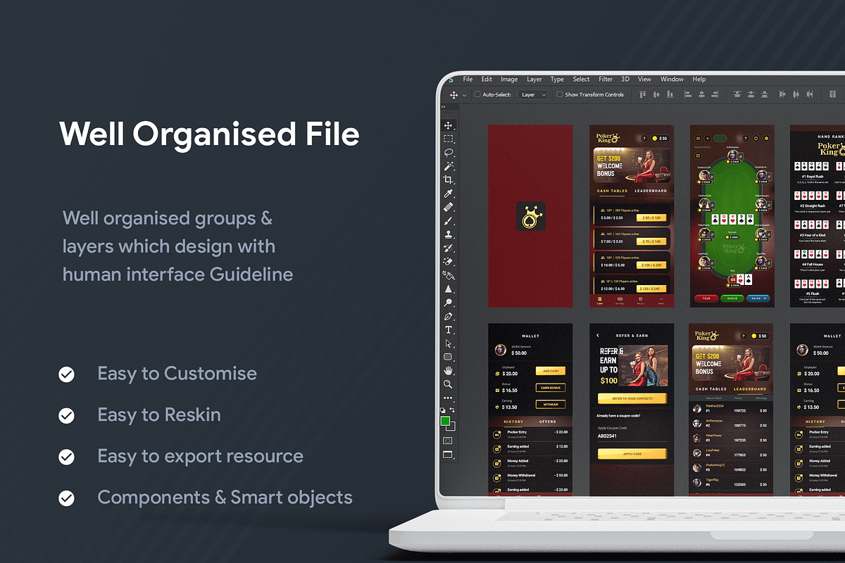 Online Poker Gaming App | PokerKing, an UI Kit Template by Opus LabWorks (Photo 5 of 7)