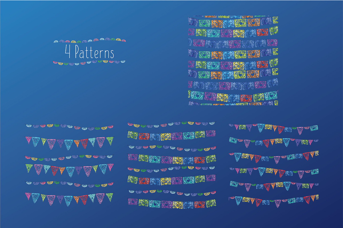 watercolor Mexican papel picado, a Decorative Illustration by monicavera22 (Photo 4 of 5)