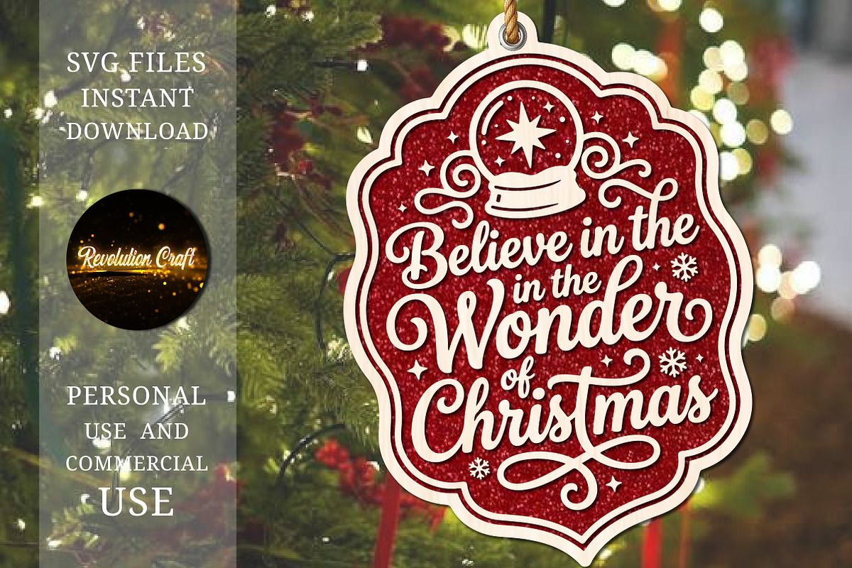 Believe Christmas Quote Ornament SVG, an Object Graphic by OK Design (Photo 3 of 3)