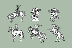 Cowgirl Vector Illustrations