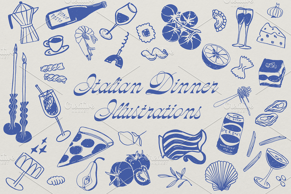 Italian Dinner Illustrations, a Food Illustration by Caroline Holm Design (Photo 1 of 3)