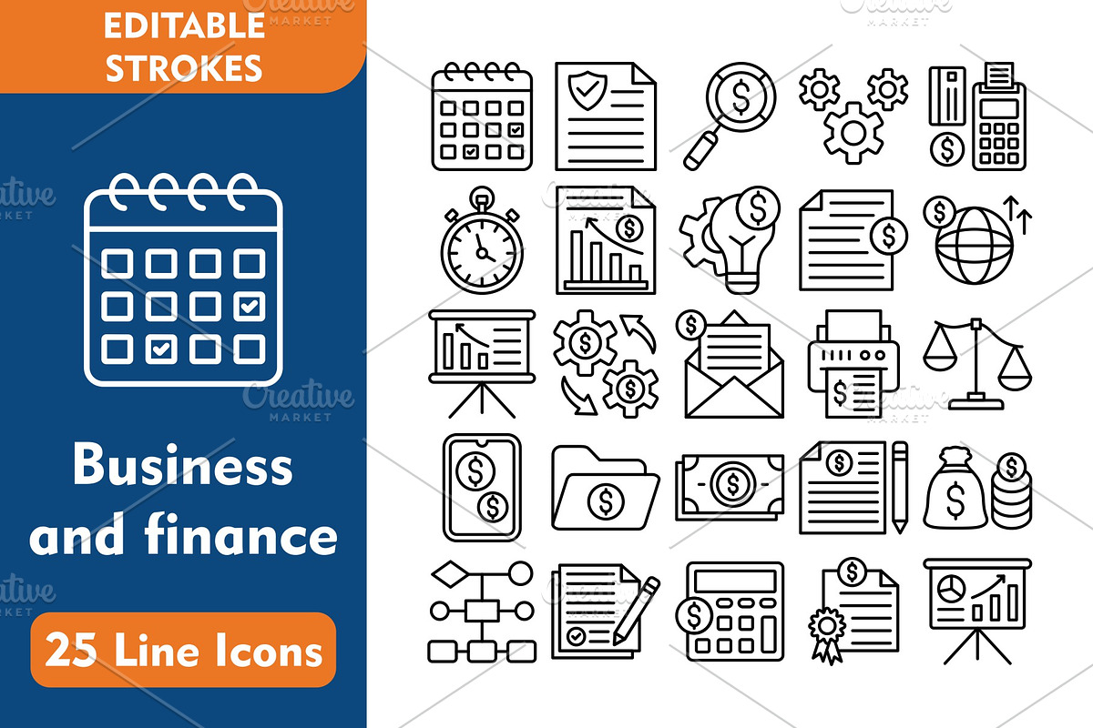 Business and finance 25 Line Icons, an Icon by Pexelpy