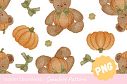 Pumpkin Teddy Autumn Pattern, a Pattern Graphic by CpSnowy (Thumbnail 2 of 5)