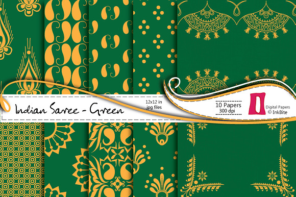 Indian Saree Green Paper Pack preview 4