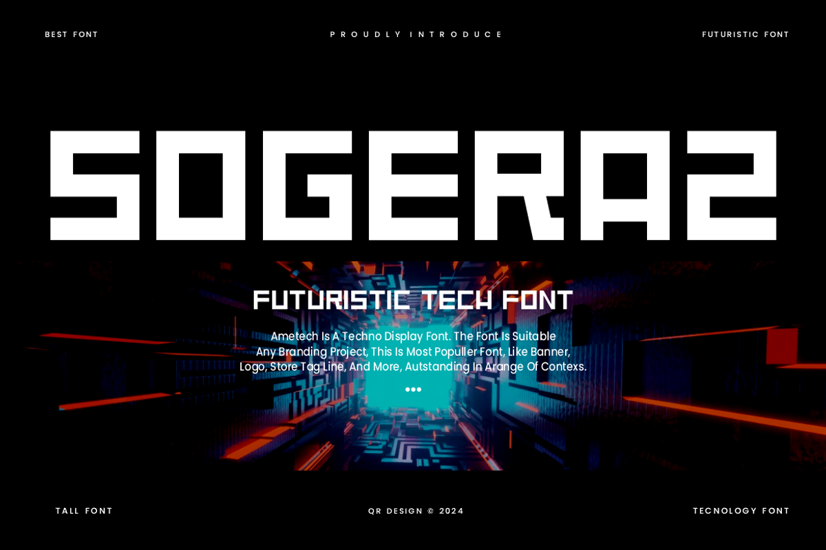 Ametech - Futuristic Font, a Sans Serif Font by QR Design Studio (Photo 1 of 6)