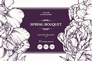 Vector set of linear flowers graphic, a Decorative Illustration by Color and Decor (Thumbnail 1 of 5)