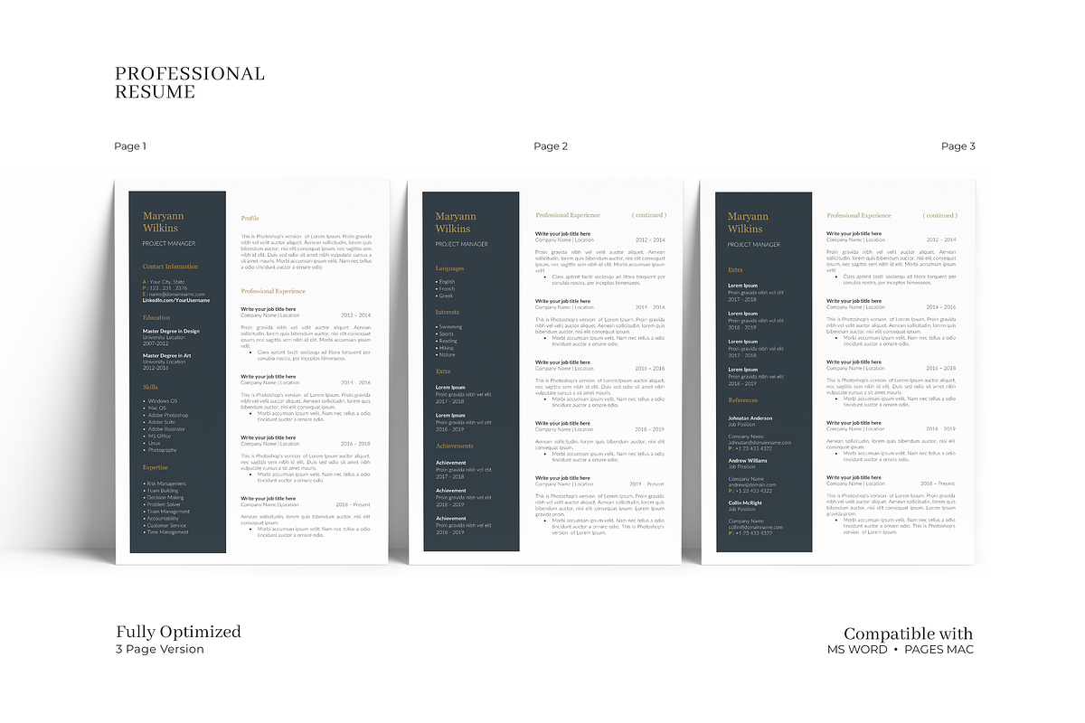 Standout Resume Template, a Resume Template by GraphicFlava (Photo 3 of 7)