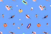 People in pool, set + backgrounds, a Person Illustration by PaperTrident (Thumbnail 4 of 8)