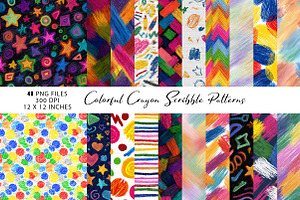 Colorful Crayon Scribble Patterns, a Pattern Graphic by CreationArt