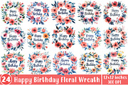 Happy Birthday Floral Wreath PNG, an Illustration by SinaCreation (Thumbnail 1 of 5)