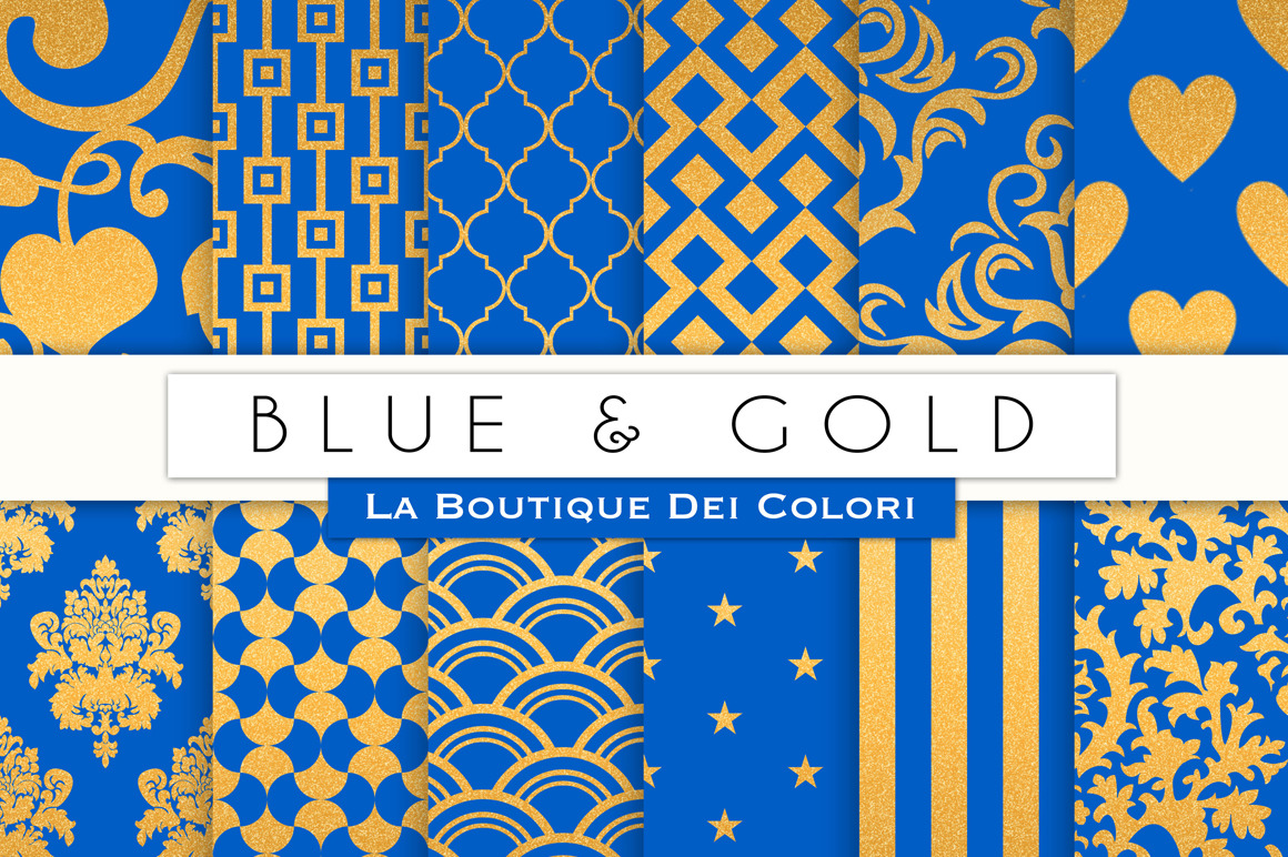 Blue & Gold Digital Paper, a Pattern Graphic by La Boutique dei Colori