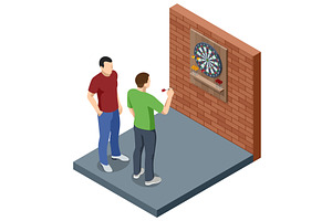 Darts Players. Isometric darts game, an Object Illustration by Golden Sikorka