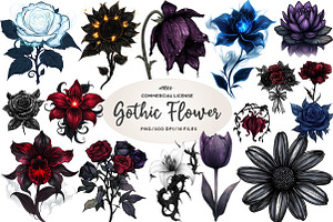 Dark Moody Gothic Flower, an Illustration by CreationArt