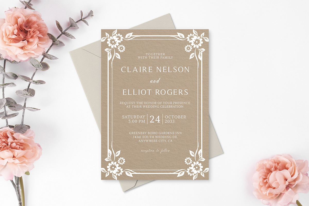 Rustic Wedding Invitation Template, an Invitation Template by Creativetacos (Photo 1 of 3)