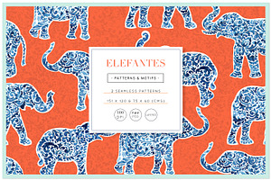 Elefantes, Luxury Indigo Patterns