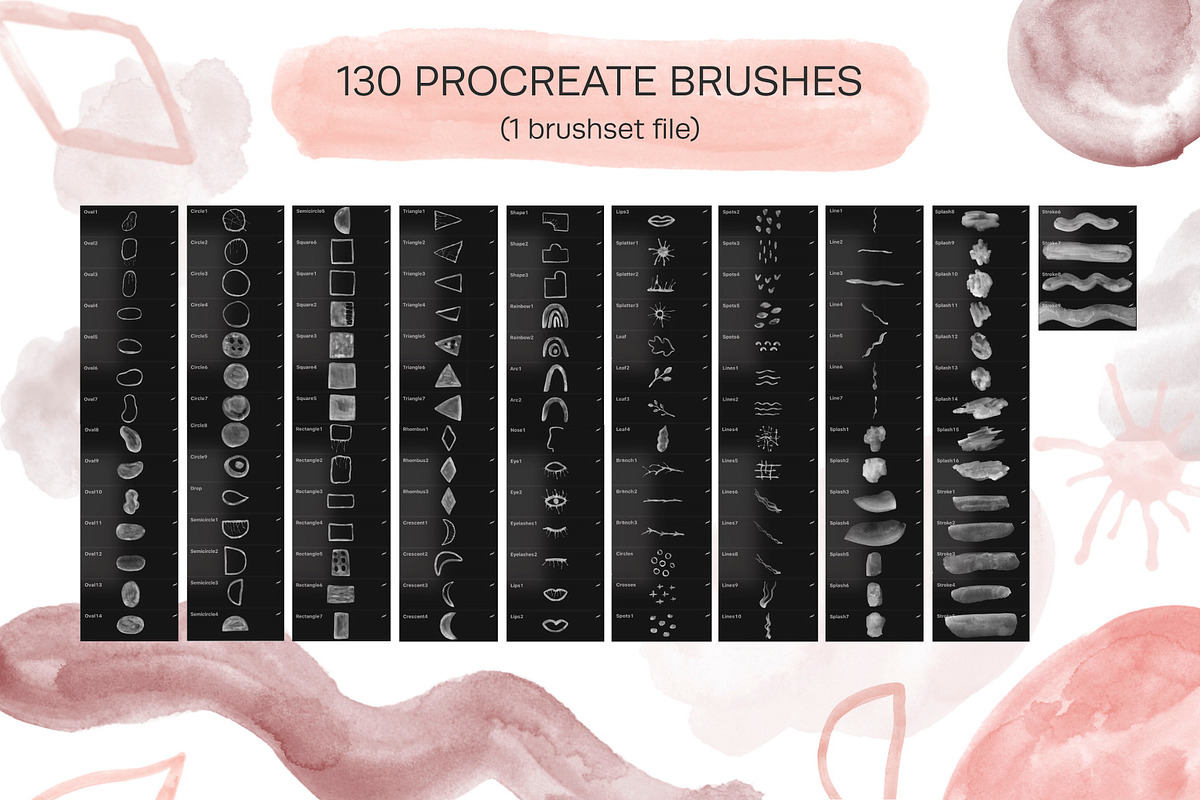 Watercolor Procreate Stamp Brushes, a Brush Add-On by NinaFedorova (Photo 4 of 9)