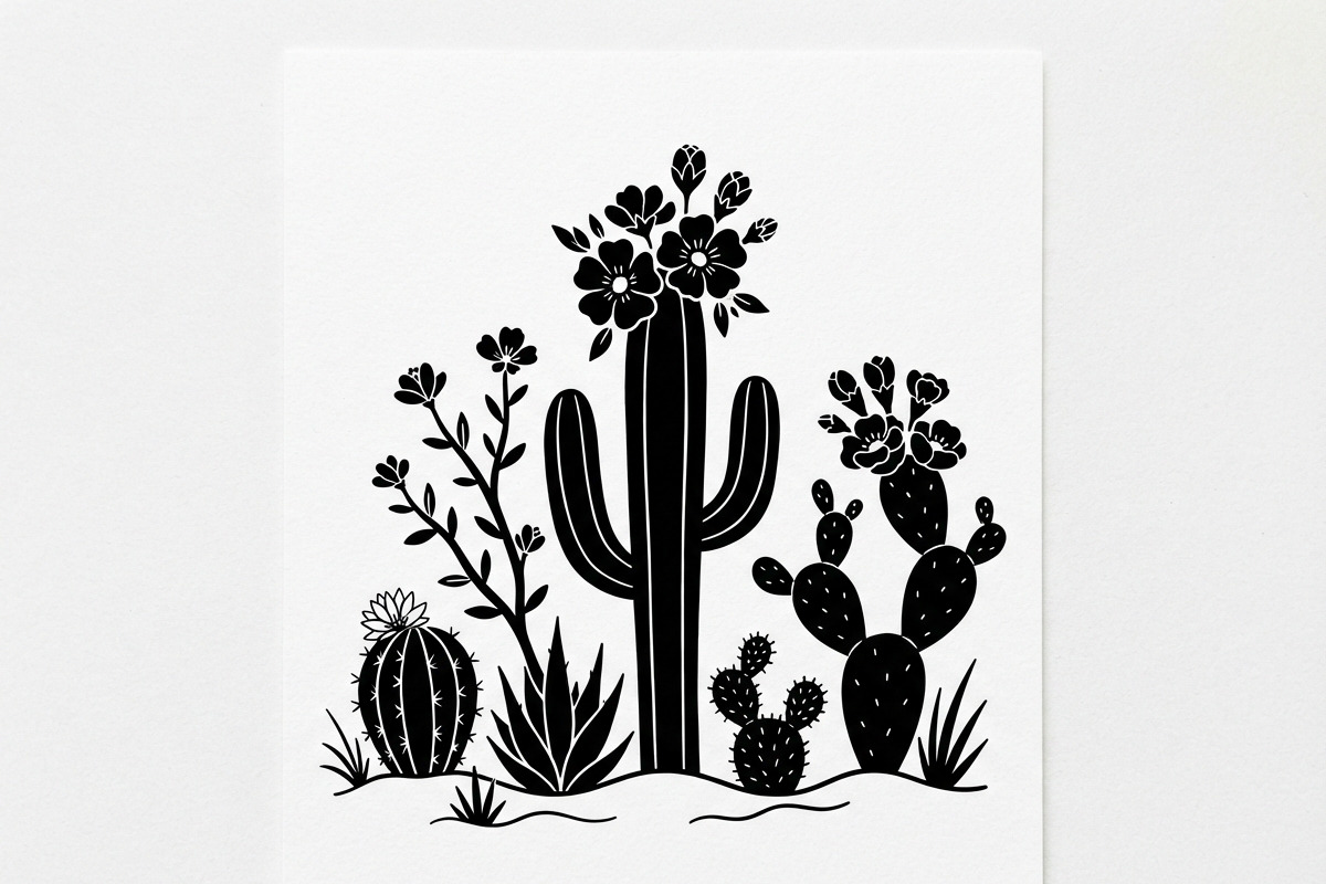 60 Desert Cactus Floral Silhouette, a Seasonal Illustration by Amazin_art (Photo 16 of 21)