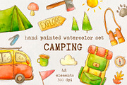 Large Watercolor Camping Set | Graphics ~ Creative Market