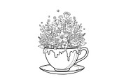 Floral Teacup Line Art Bundle, an Illustration by Gfx_Store (Thumbnail 11 of 51)