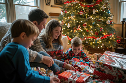 A family gathers around a Christmas, a Photo by Iftikhar Alam